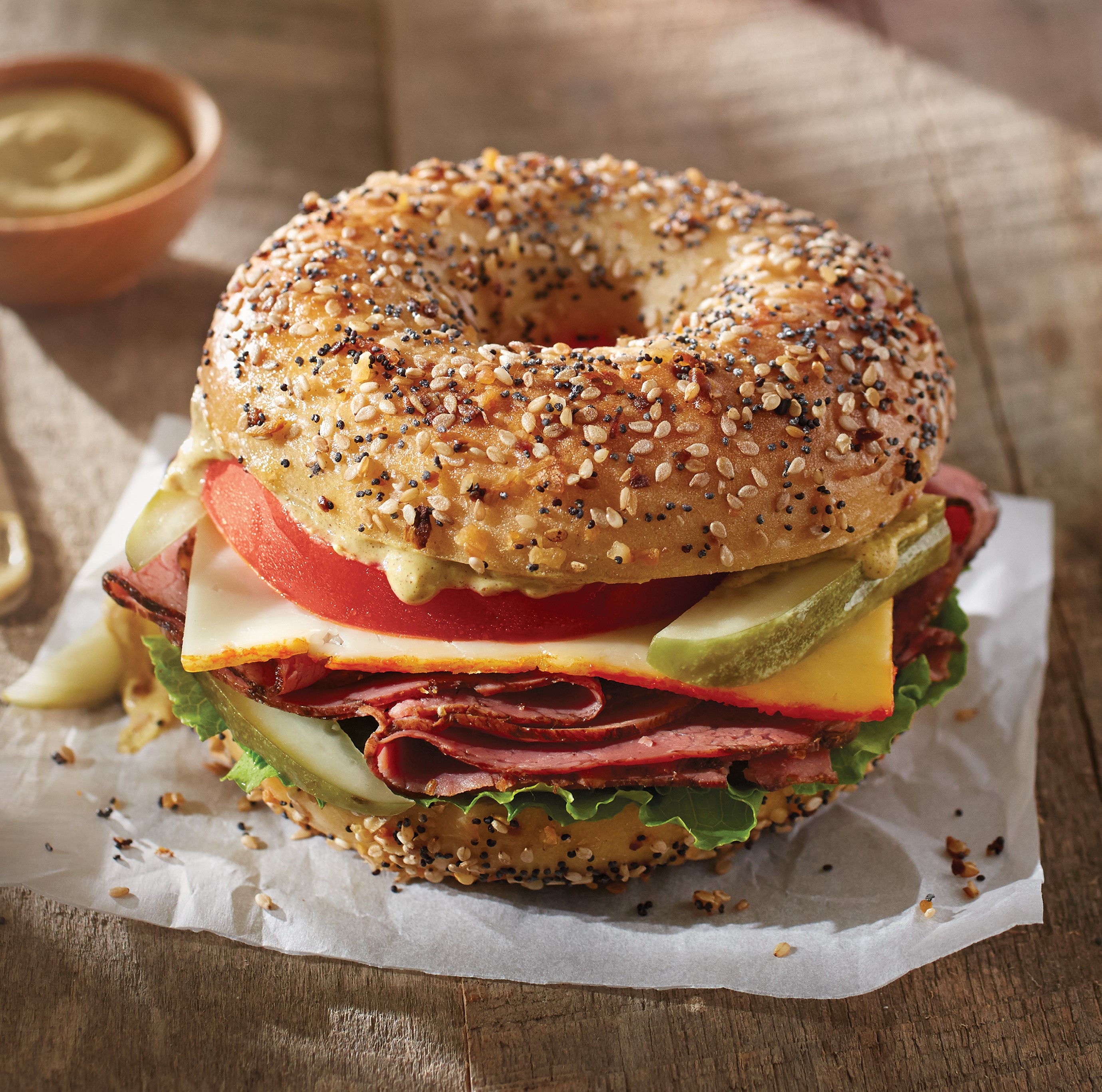 Min Items: 0. 0. Smoked Turkey and cheese bagel or Beef pastrami and cheese...